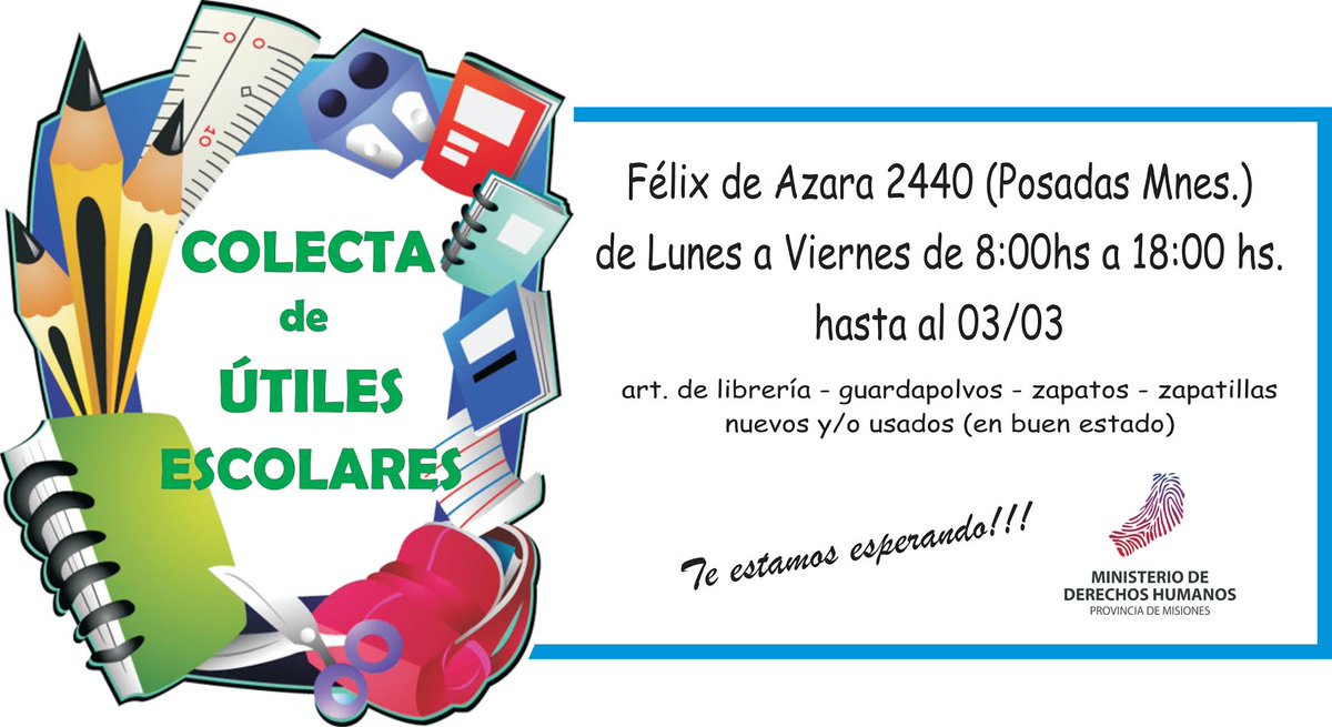 MinistDDHHMnes's tweet photo. #ColectaDeÚtiles ¡Sumate! @LiliaTikiMarch 👇 https://t.co/vcuiGhJh3K