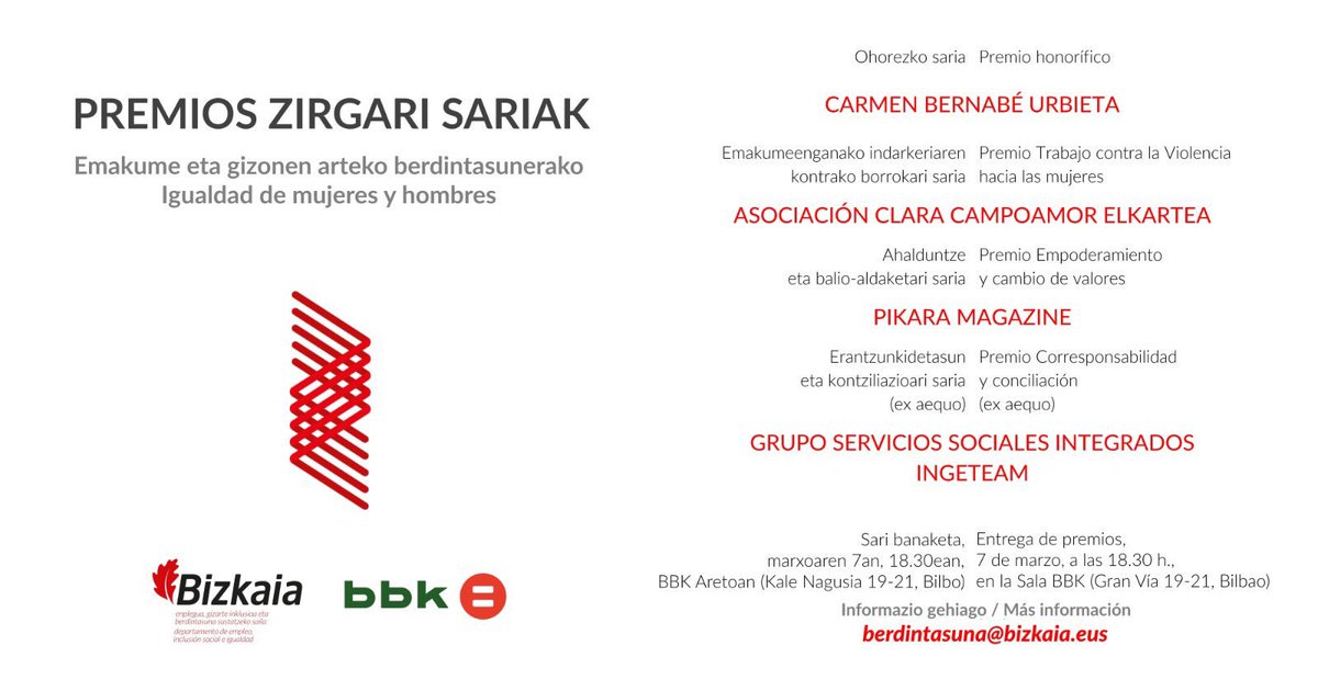 Felicidades a las premiadas. Gracias a quienes presentasteis candidaturas. El jurado lo tuvo difícil. Muchas mujeres haciendo BIEN las cosas