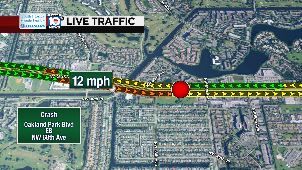 Crash on Oakland Park Blvd EB at NW 68th Ave #traffic https://t.co/cnXN21RC4P