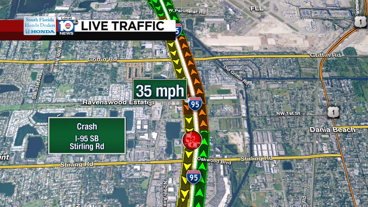 Crash on I-95 SB at Stirling Rd #traffic https://t.co/4Fr63GY3em