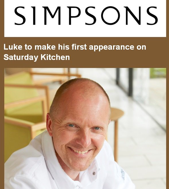HelloHarborne's tweet image. Legendary Michel Roux Jnr cooks with Luke @Simpsons_rest 10am, BBC1, Saturday Kitchen. Our dream duo of chefs! Yay! simpsonsrestaurant.co.uk