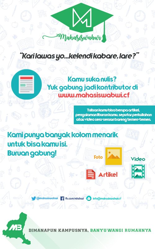 mahasiswabwi's tweet photo. Kari lawas yo...kelendi kabare, lare?
Ada info menarik buat kamu lho cc: @banyuwangi_kab @isunBanyuwangi https://t.co/MWUrKS2EJn
