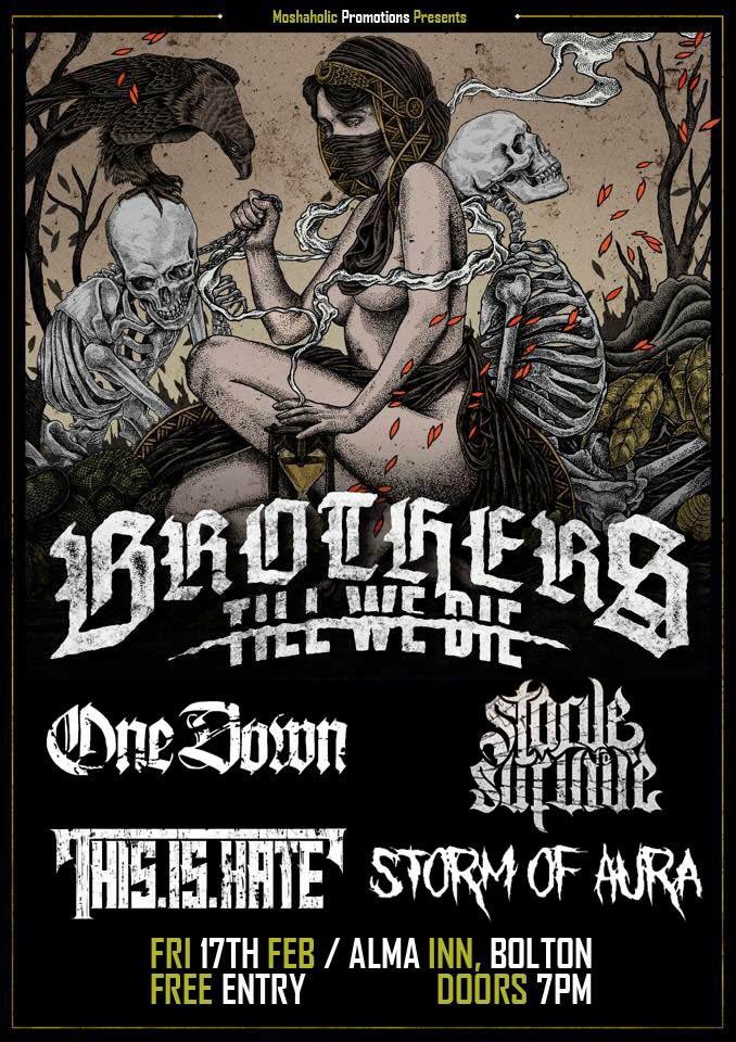 TONIGHT! We hit the stage at 9:15pm!
Come bang your heads Bolton! 
#Bolton #almainn #ukhc #hxc #hc #beatdown #deathcore #brotherstillwedie