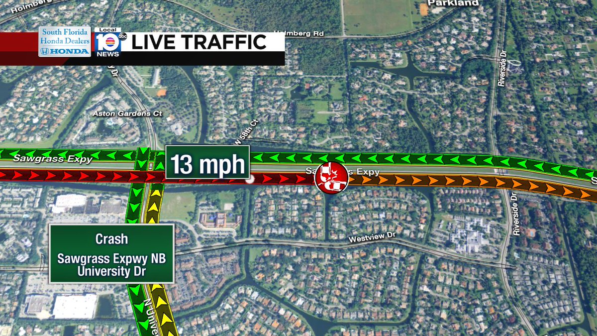 Crash on Sawgrass Expwy NB at University Dr #traffic https://t.co/e7u2rm9hZc