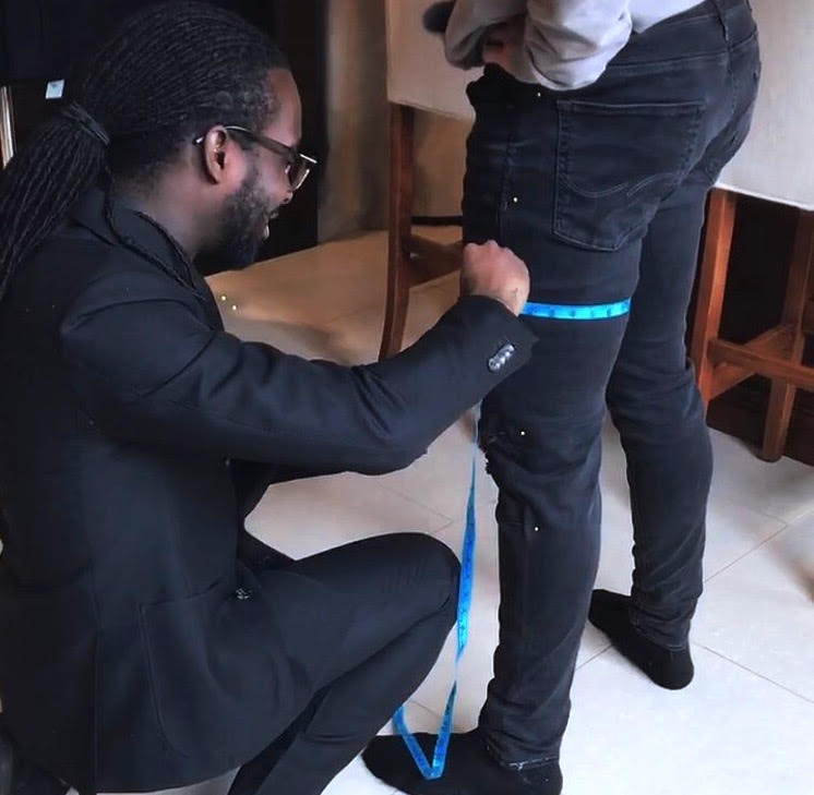GarrisonBespoke's tweet photo. Casual Friday. MP measuring MLF for a pair of bespoke denim. Perfect to be worn dressed up or down any day of the week. #GarrisonDenim https://t.co/1GqxFyz6qa