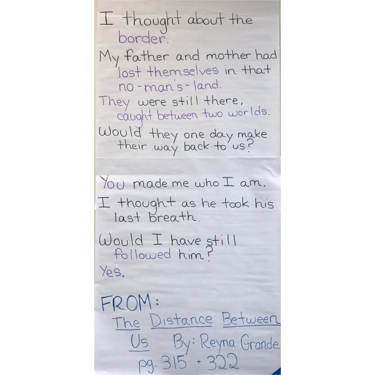 misslovablelee's tweet photo. Our #foundpoem of @reynagrande's #TheDistanceBetweenUs. @sdsucoe #sdusdblock @MarvaCappello https://t.co/luADPWLiLP