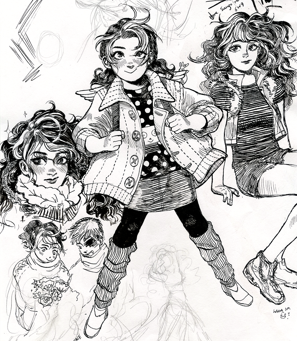 (old Ran sketches +random scene from 3 years ago... trying to plan something more elaborate now my inks are getting crusty yikes)