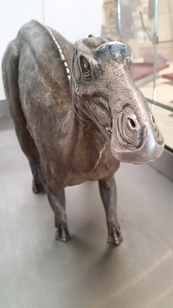 VictoriaArbour's tweet photo. Happy #FossilFriday! I think this beautiful little statue debuted in the ROM's "The Maiasaur Project: The Life and Times of a Dinosaur". https://t.co/cGEmmaG8Iv