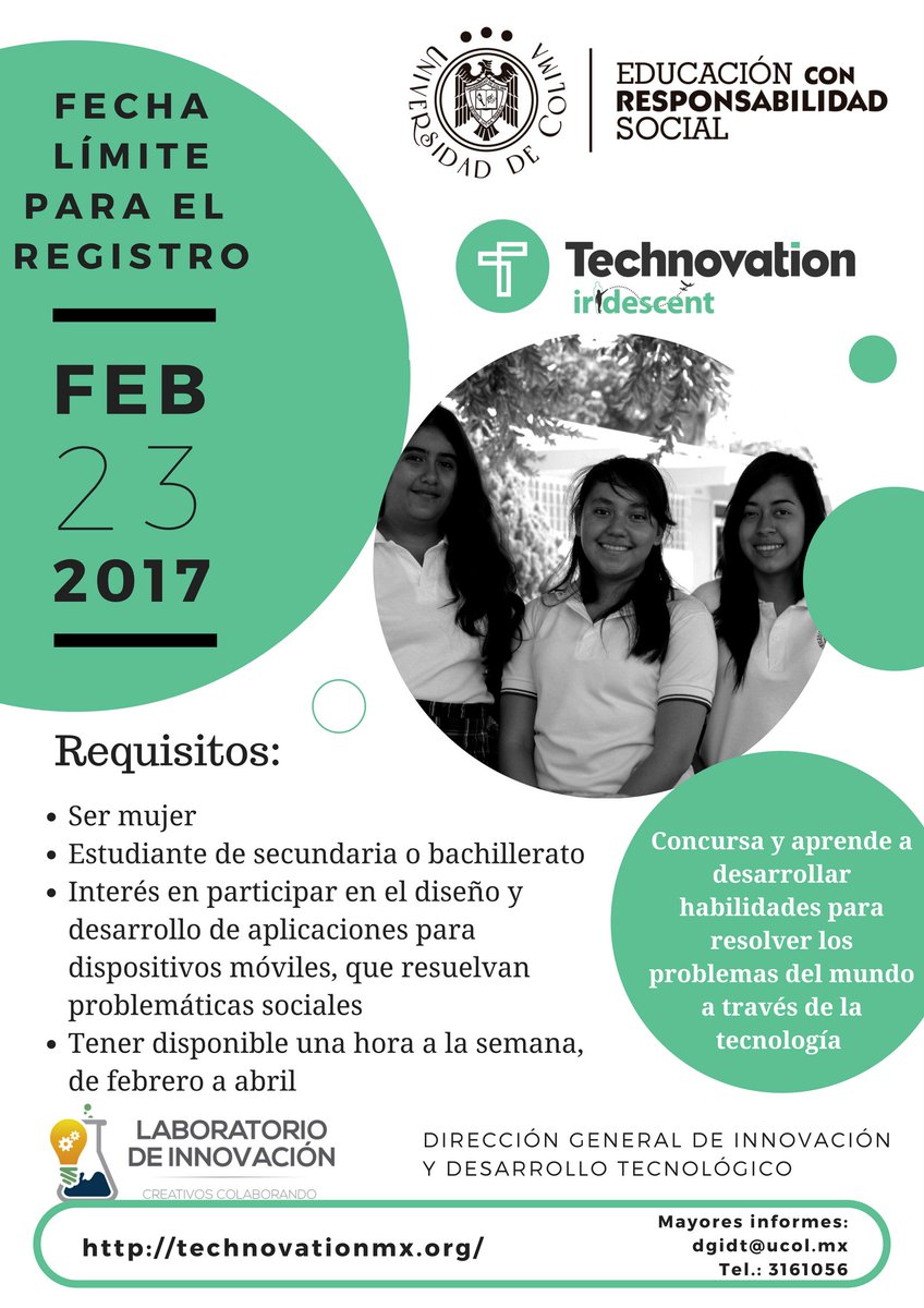 ¡Convocatoria abierta! Pasa la voz :) participa de manera individual o en equipo con tus amigas.