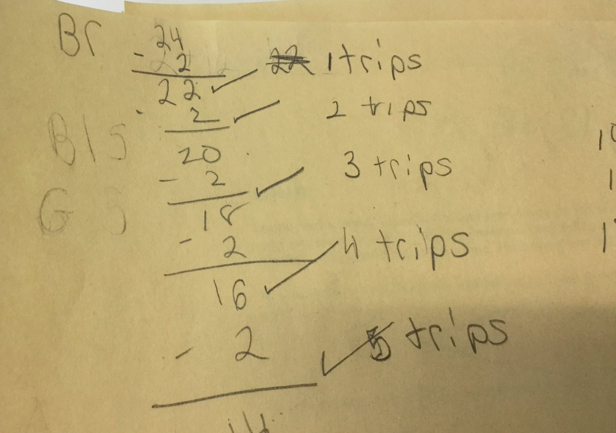 jkillelea1's tweet photo. Ss innately using repeated subtraction and making charts to solve division challenges
#mathenrichmenthour@jacksonave #lovinmath https://t.co/IL2rfwlvCa