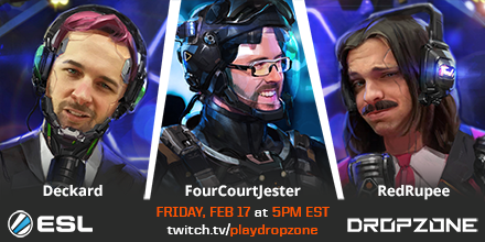 At 5:00pm EST we're going LIVE! With <a href="/ESLDropzone/">ESL Dropzone</a> Tournament! Sign up here: 
play.eslgaming.com/dropzone/europ…
twitch.tv/playdropzone