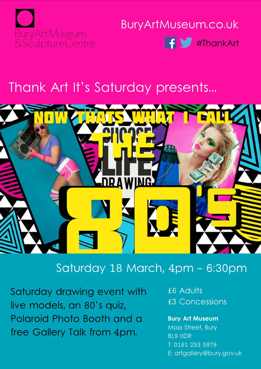 New times for #ThankArt it's Saturday 80's themed drawing event on Saturday 18 March. Now 4pm - 6:30pm