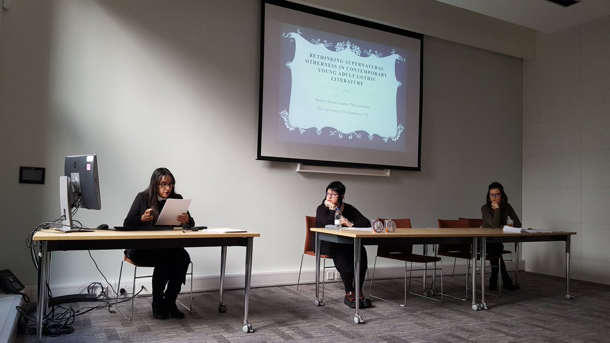 HelenaIfill's tweet photo. #gothictransformations panel 3 - Meriem Lamara on YA Gothic &amp; an illlustrated talk on the shadow of death from Siobhan  Maguire-Broad. https://t.co/2vokUPNR8x