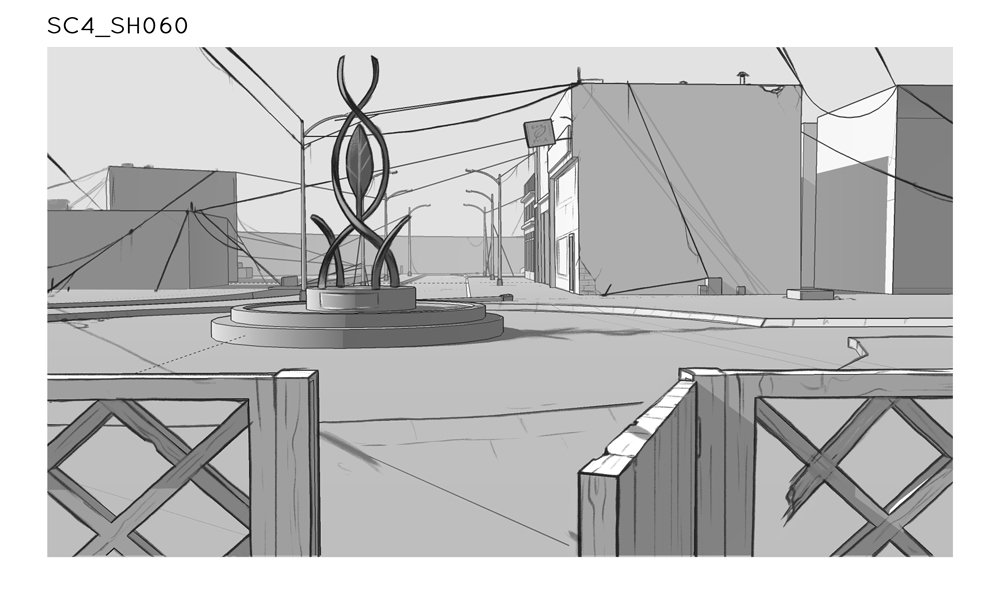 PilarAnimation's tweet photo. Fleshing out the environment! A reoccurring prop is a prominent modern statue at the center of the town. https://t.co/VtxG4y0bca  #layout https://t.co/g4UM5s0crQ