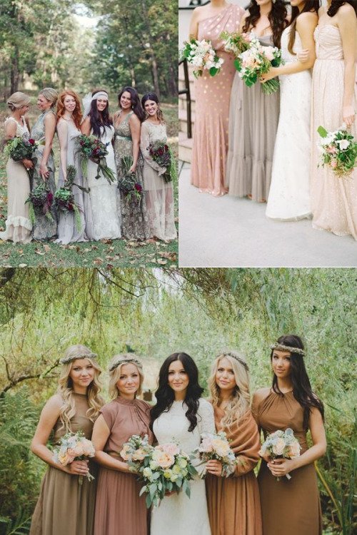Wedding inspiration - bridesmaids miss matched wedding dresses BRIDE HER WEDDING - bit.ly/2l3sZ8m