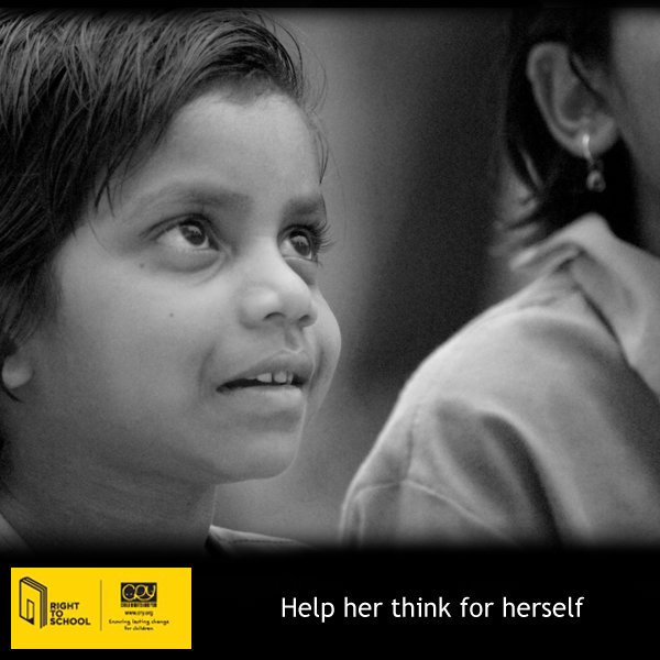 CRYINDIA's tweet photo. Encourage her to think independently. Help her get her #RightToSchool. Donate now: https://t.co/O067DKhjCX https://t.co/wkdctfquQz