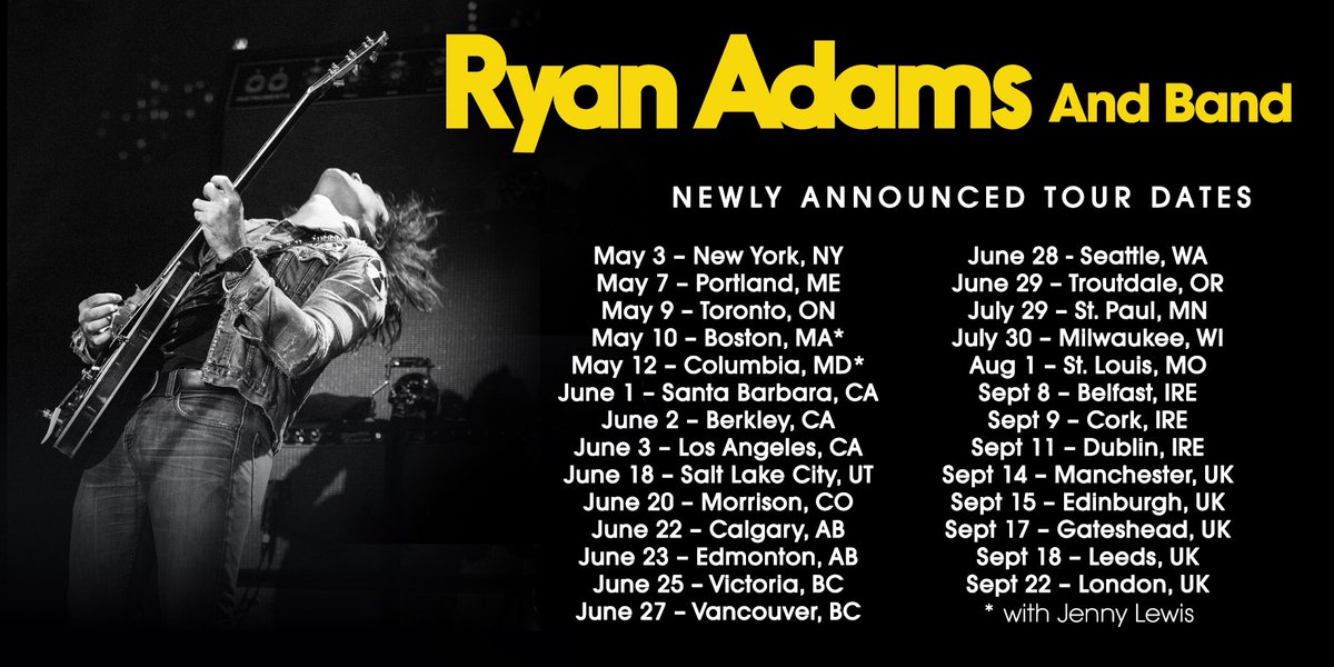 TheRyanAdams's tweet photo. Announcing #PRISONERTOUR dates! 
Tix go on general sale Feb 24 10am local. Sign up for early access presale: https://t.co/sVz8BE8dqm https://t.co/SXZGlBhDQP