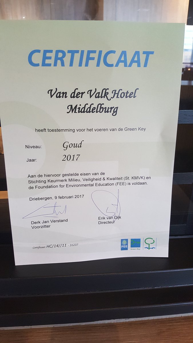 We zijn er trots op dat we ook in 2017 weer voldoen aan alle eisen voor het voeren van de Gouden <a href="/GreenKeyNL/">Green Key</a>