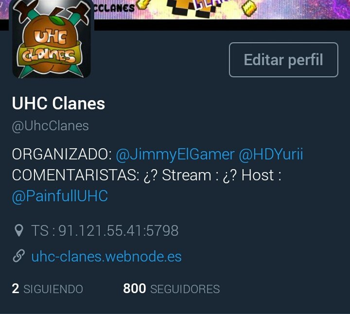 UhcClanes's tweet photo. 800 Seguidores, Gracias! ❤
Ya va quedando menos para el #UhcClanesV3 https://t.co/e5RVtijWwv