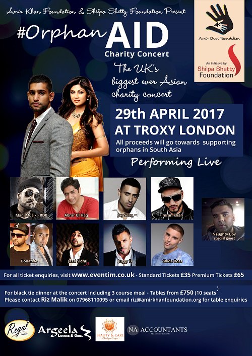 .<a href="/AKFoundation/">Amir Khan Foundation</a> &amp; <a href="/ssfcare/">Shilpa Shetty Care</a> present #OrphanAID, the UK’s biggest #Asian charity concert troxy.co.uk/event/orphan-a… <a href="/amirkingkhan/">Amir Khan</a> <a href="/TheShilpaShetty/">SHILPA SHETTY KUNDRA</a>
