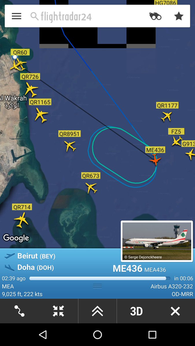 80sChiyuld's tweet photo. Heavy rain and thunderstorms in #Doha #Qatar flights being queued up to land at Hamad International Airport @flightradar24 @HIAQatar https://t.co/mOTXxsun4D