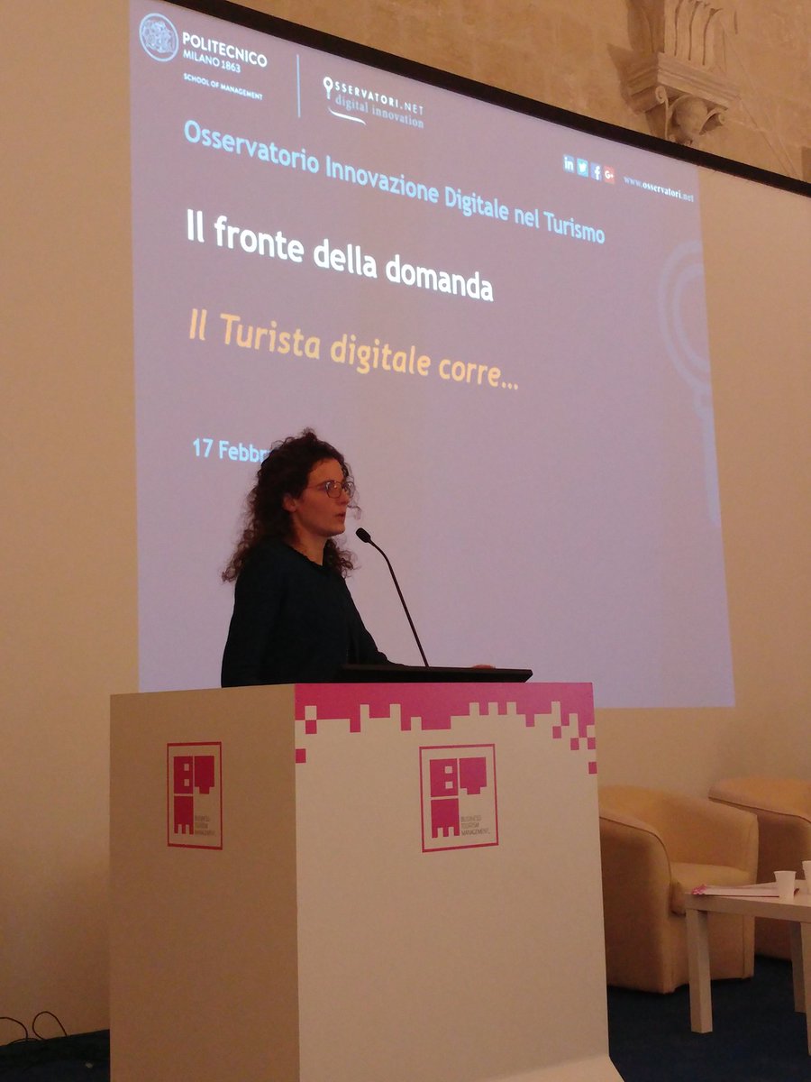 btmitalia's tweet photo. "Il turista digitale corre... l'offerta rincorre"
I dati dell'@Osserv_Digital presentati oggi al #BTMPuglia2017 da @e_lorenzini https://t.co/aUjKudIQHc