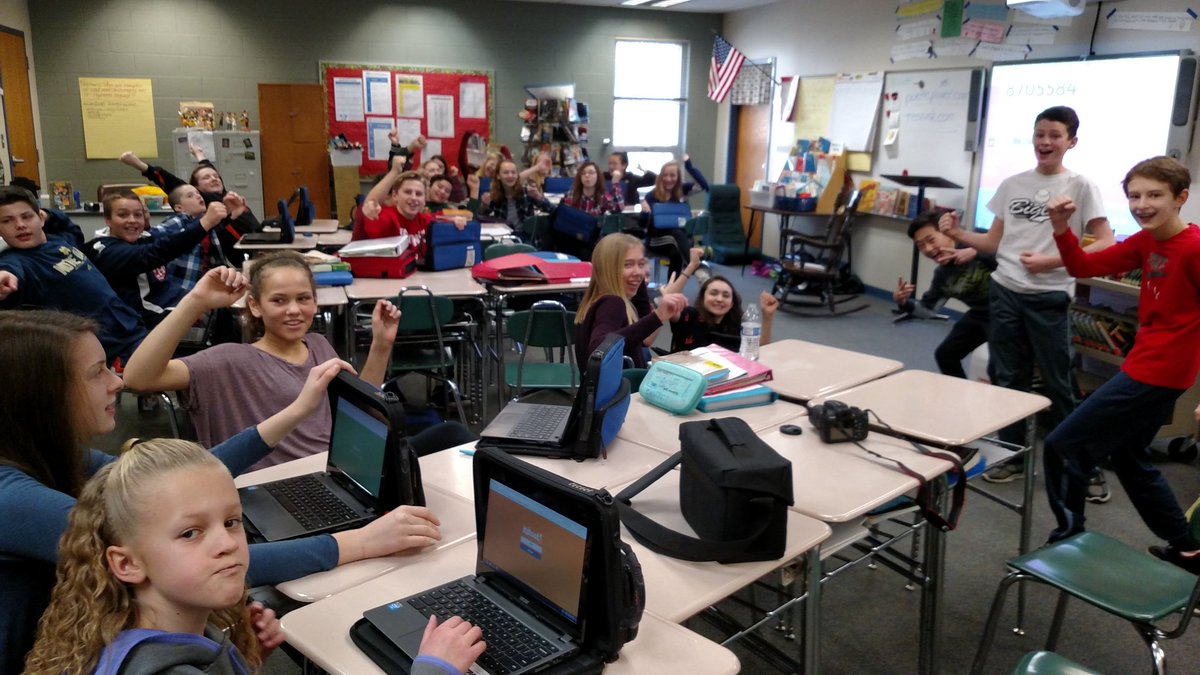 Getting crushed in Lightning Kahoot in Genius Hour today. Thanks to our presenters today! #wearewts