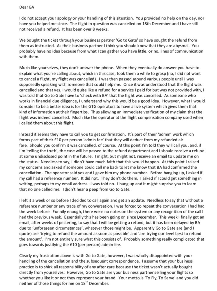 vlmortimer's tweet photo. Highly frustrated and disappointed with @British_Airways &amp; their handling of my cancelled flight. Read this &amp; tell me who wouldn't be angry! https://t.co/RKnO8rvBZr
