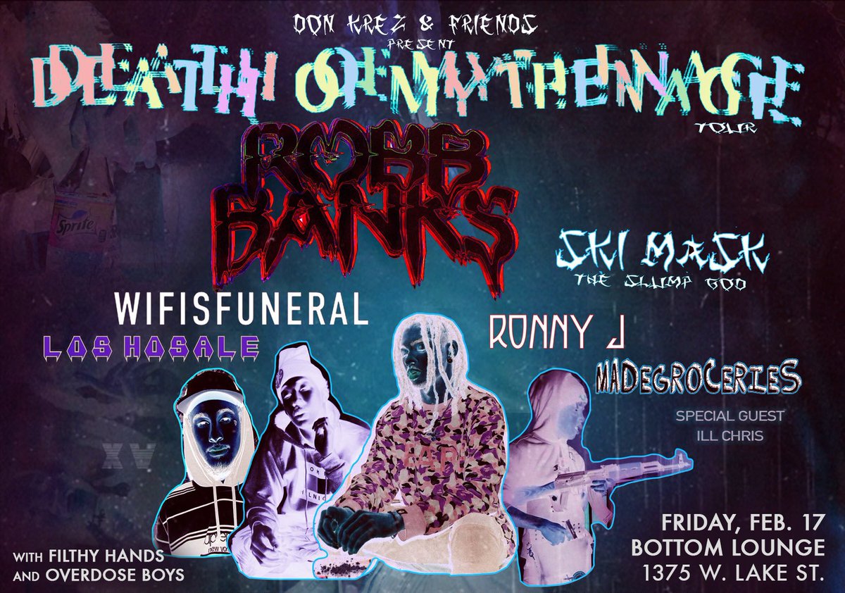 thebottomlounge's tweet photo. TONIGHT: @RobbBanks w/ @wifisfuneral, @filthyhands16 &amp; more! Tix available at the door. #DeathOfMyTeenage

Doors 5:30 PM / Show 6:00 PM https://t.co/IXWznBPGZa