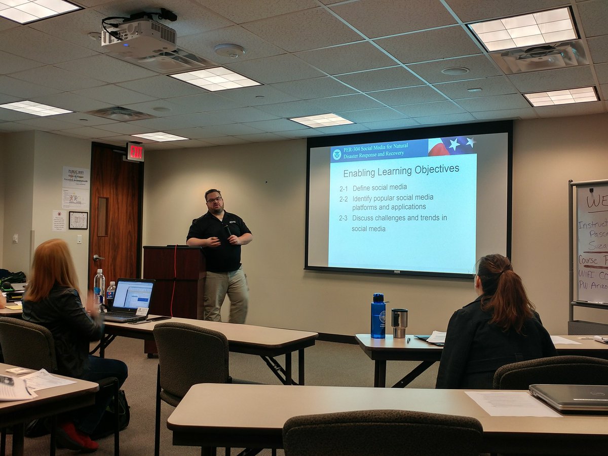 Attending the Social Media for Natural Disaster Response and Recovery training at Dept of Ed in Phx.