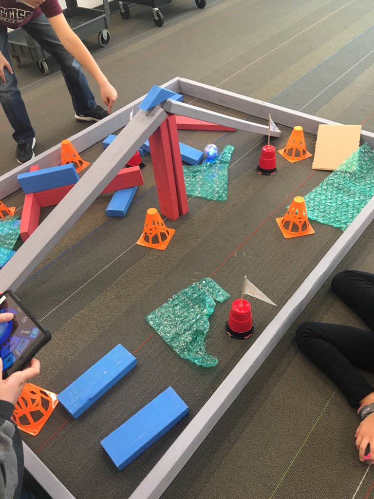 PLaraK5's tweet photo. Navigating the Mars Landscape with Sphero robots! #coltconnect @KatyShawCenter @whitney_larocca https://t.co/Q1lkJNOpzl