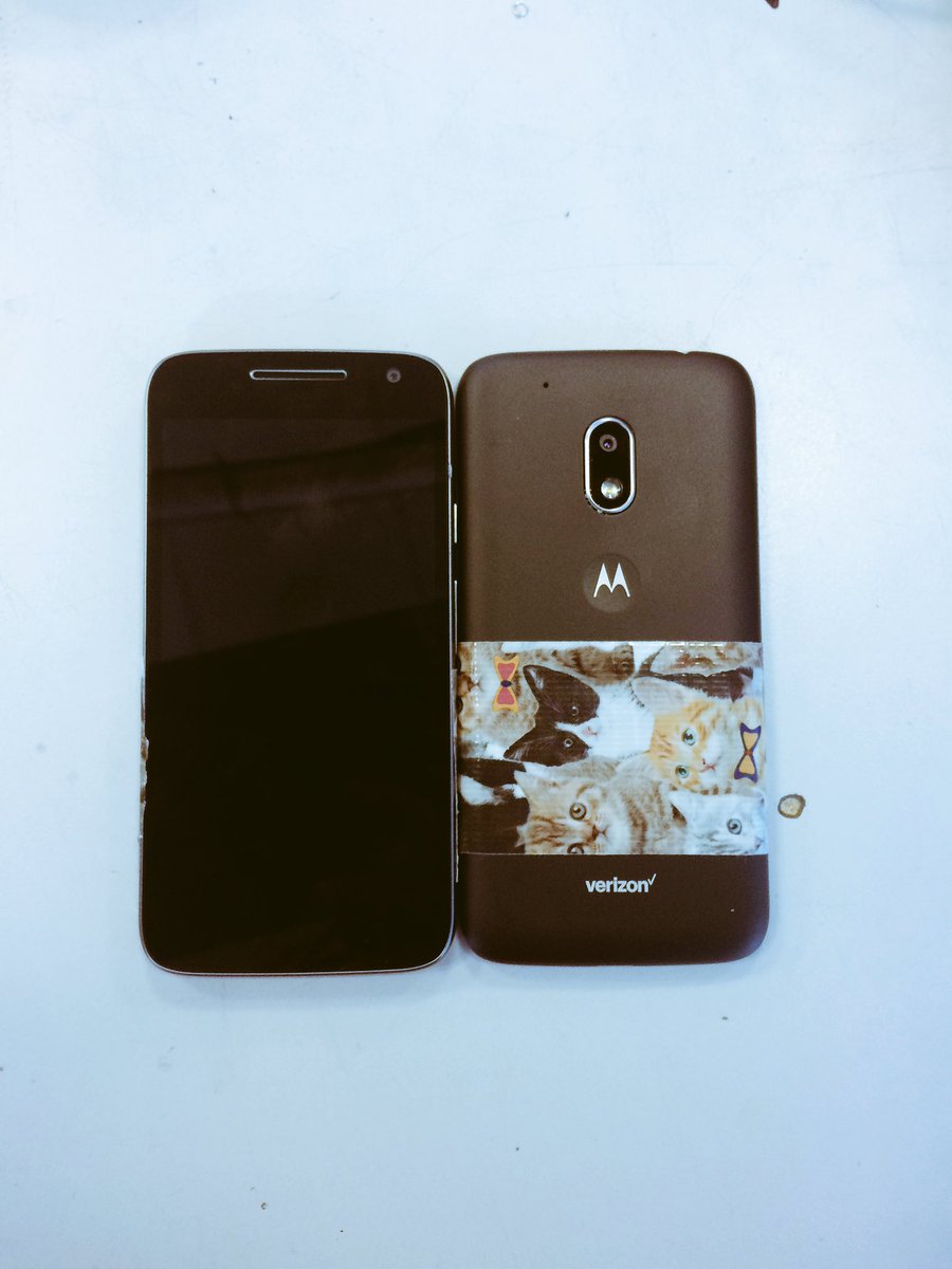 All 4 MoHawks finally got to upgrade from the ZTE phones to the new sleek MOTO G4's! (Kitten Duct Tape not included!) #omgrobots #hisdftc