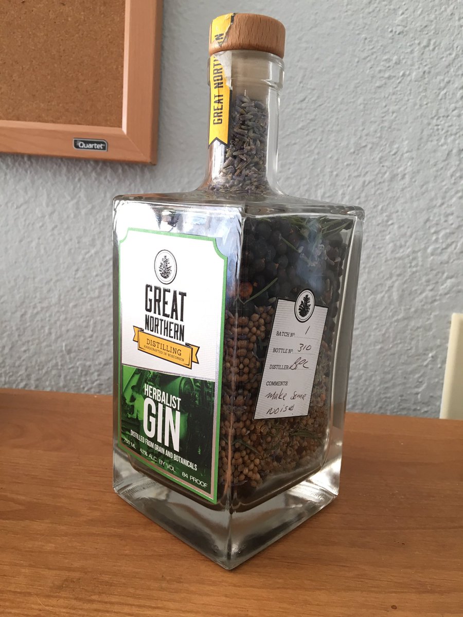 unsonnet_press's tweet photo. I filled my first-edition @GreatDistilling gin with the botanicals in it to make a display piece. https://t.co/zZcf7IfE7t