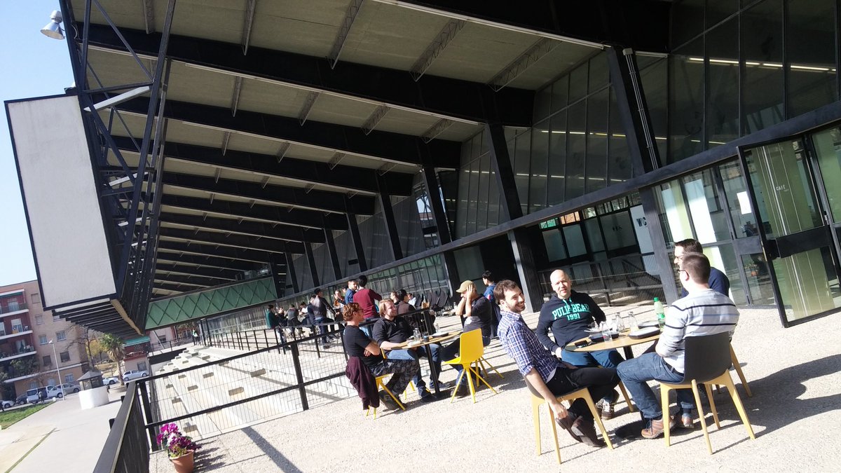 gamebcn's tweet photo. Great atmosphere having lunch with @pvandyke and all the studios of @globaltopround at @CanodromBCN #indieweek https://t.co/HmWYpW0mN7