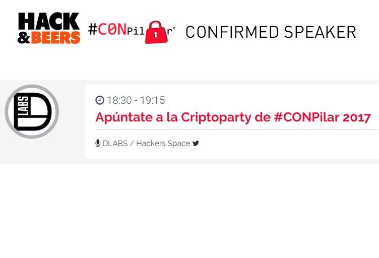 CONPilarZgz's tweet photo. ¡Apúntate a la #Criptoparty de @Dlabs_co en #CONPilar17! Te lo cuentan en #HBZaragoza17 Viernes 10/3 en @etopia_ https://t.co/OyEfJPrT1l https://t.co/yLdnAlZQDd