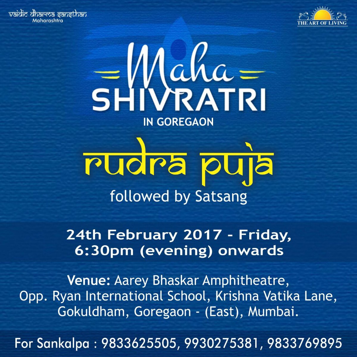Honest_Indians's tweet photo. Join us for #MahaShivratri  Celebrations on 24th Feb at #Goregaon #Mumbai #ArtOfLiving https://t.co/rv3NMUrlsI