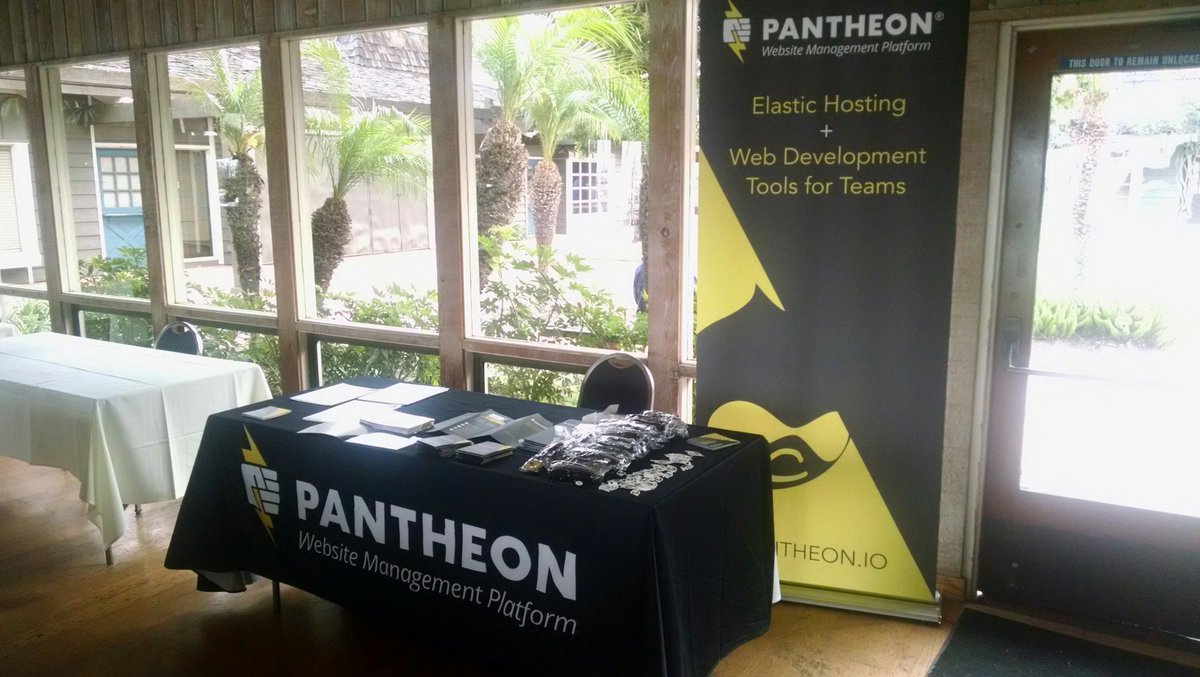 Pantheon booth set up at SANDCamp