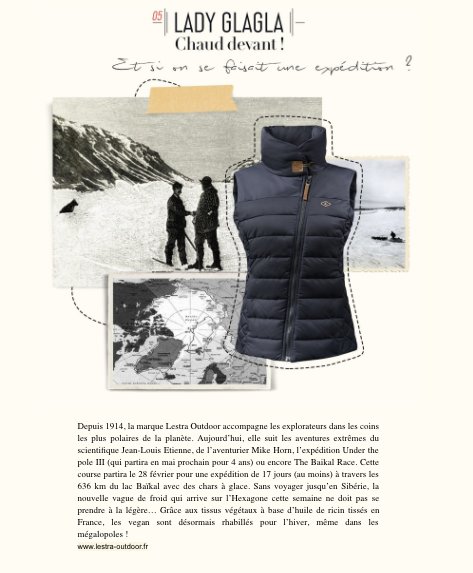 IconopressRP's tweet photo. Si vous prévoyez de partir en expédition polaire, faites comme @VanityFair, pensez à vous équiper avec une doudoune Lestra Outdoor :) https://t.co/6w7nACPqHN