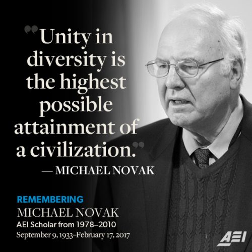 AEI's tweet photo. AEI mourns the loss of Michael Novak. https://t.co/ybu1sZzbTg https://t.co/yLbV6lHCbZ