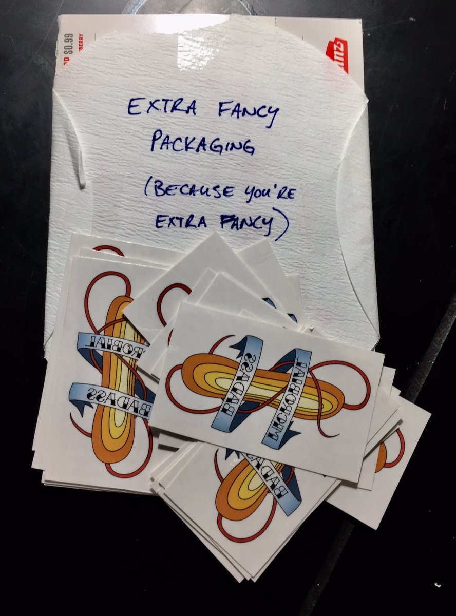 markowenmartin's tweet photo. @vexedmuddler sent me a surprise: #MicrobialBadass temporary tattoos. With EXTRA fancy packaging. @univpugetsound @ASMicrobiology https://t.co/8dD07GwbQV