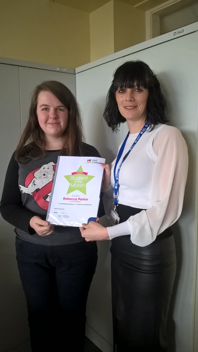 HullCollegeHSC's tweet photo. Well done Rebecca!, L3 Childcare student who was presented with the Principal award from Michelle Swithenbank Deputy CEO. https://t.co/AVV1H38cF3