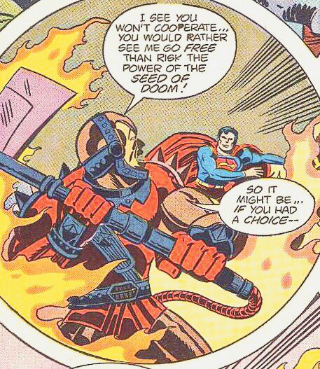 I wield the uber-powerful Electro Axe;able to cut ANY substance in the Multiverse,including Kryptonian skin.I use it with deadly precision.