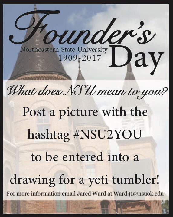 Founder's Day is right around the corner! 

Post a picture of what NSU means to you with the hashtag #NSU2You