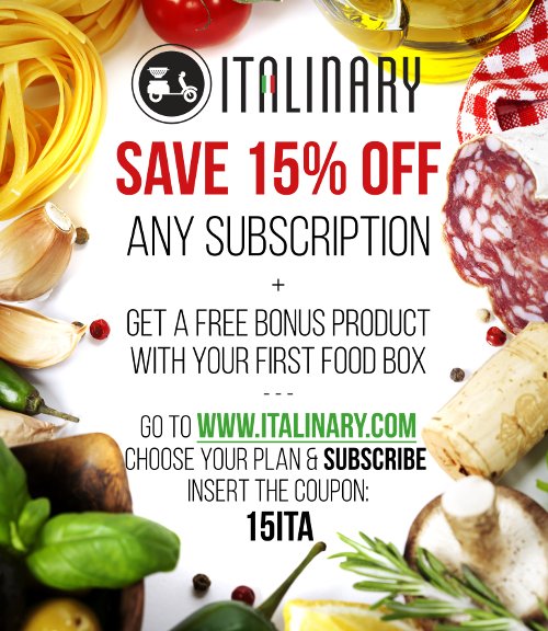 italinary's tweet photo. Save 15% OFF any #subscription + get a #free bonus product with your first #foodbox. Go to https://t.co/NOzuLQWROu and use the coupon: 15ITA https://t.co/Dnib4CbkXw
