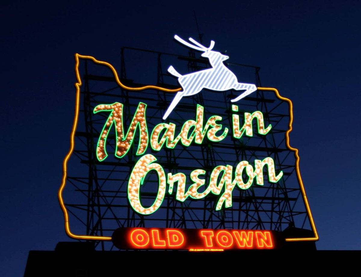 MadeInOregon's tweet photo. Anyone remember this?
 #nostalgia #whitestagsign #madeinoregon #oregon #pdx #portland #pdxoregon #love #iconic https://t.co/3jSwbpl0y2
