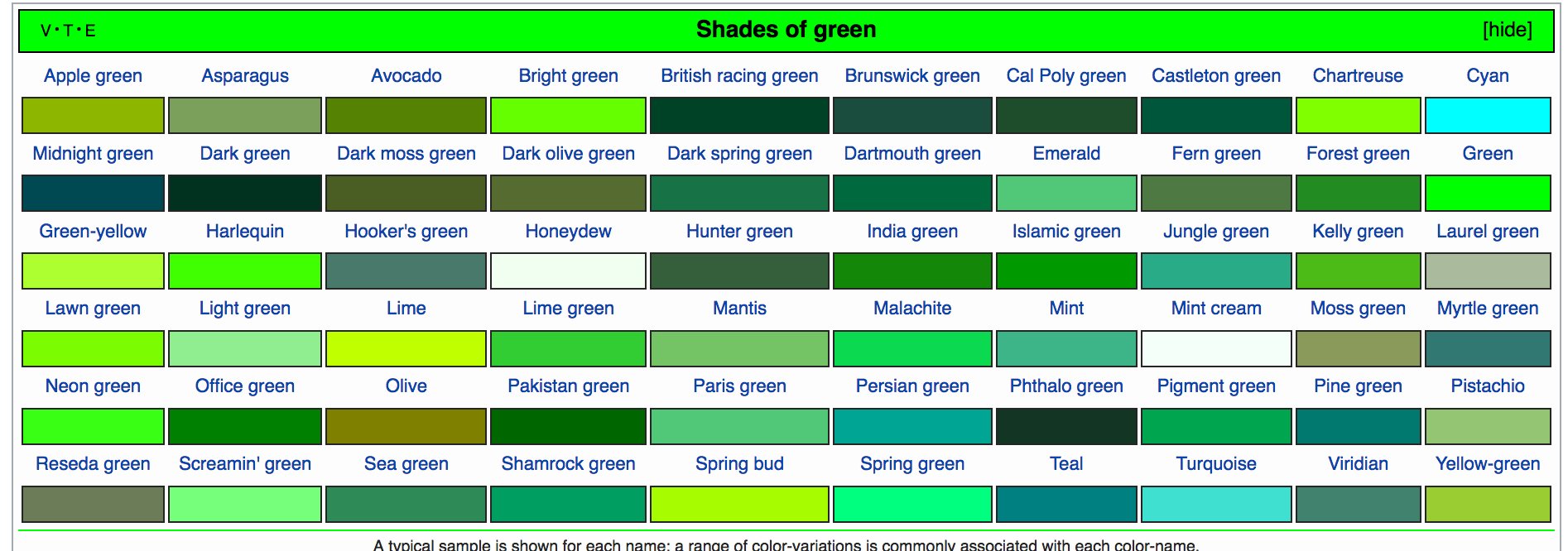 Green Color code