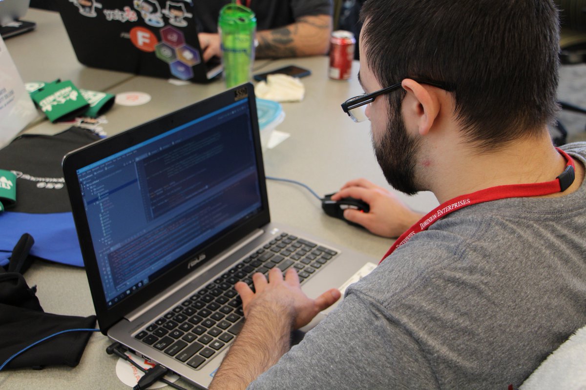 TCCva's tweet photo. TCC "Storm Troopers" coding away at @DomEnterprises #hacku5! https://t.co/sZtojIyykG