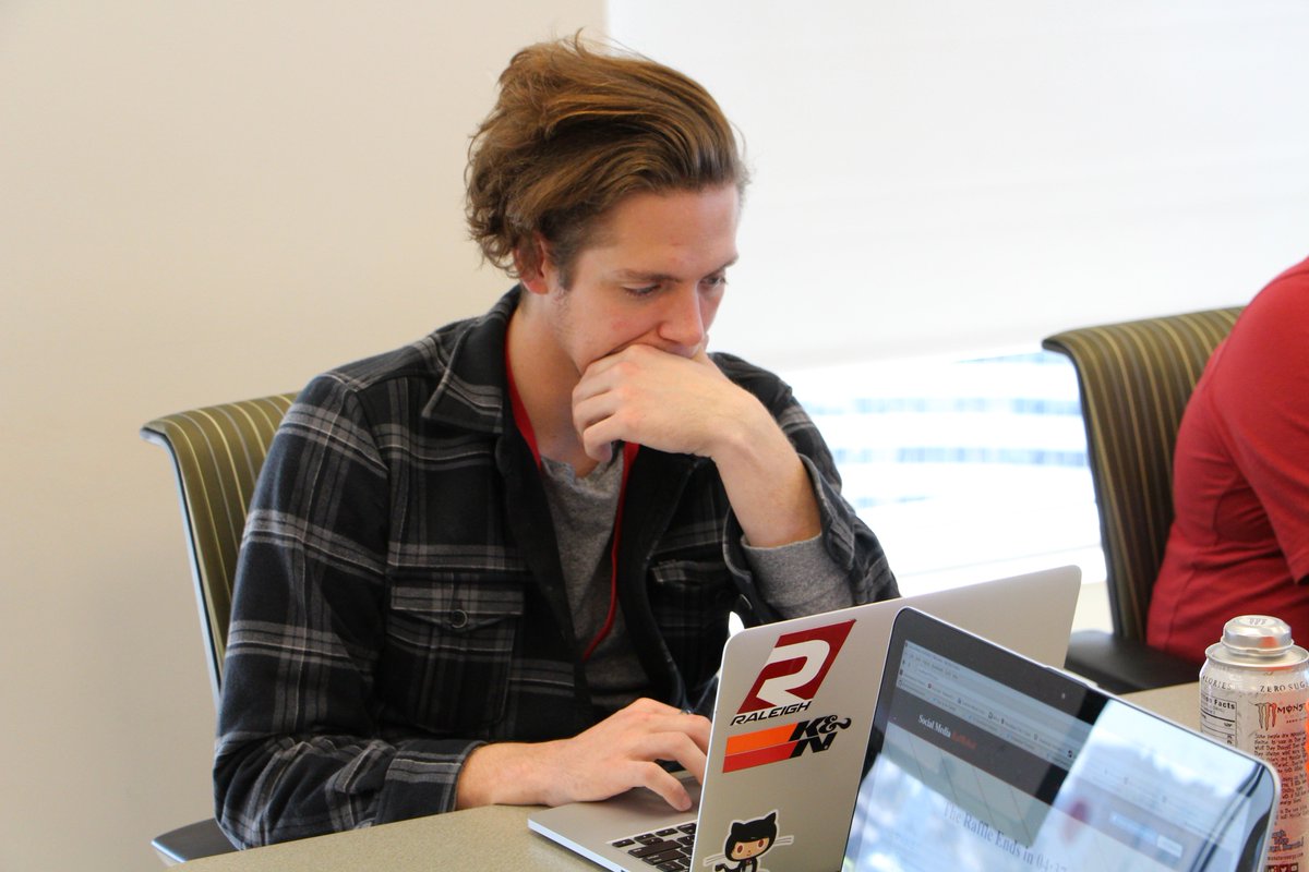 TCCva's tweet photo. TCC "Storm Troopers" coding away at @DomEnterprises #hacku5! https://t.co/sZtojIyykG