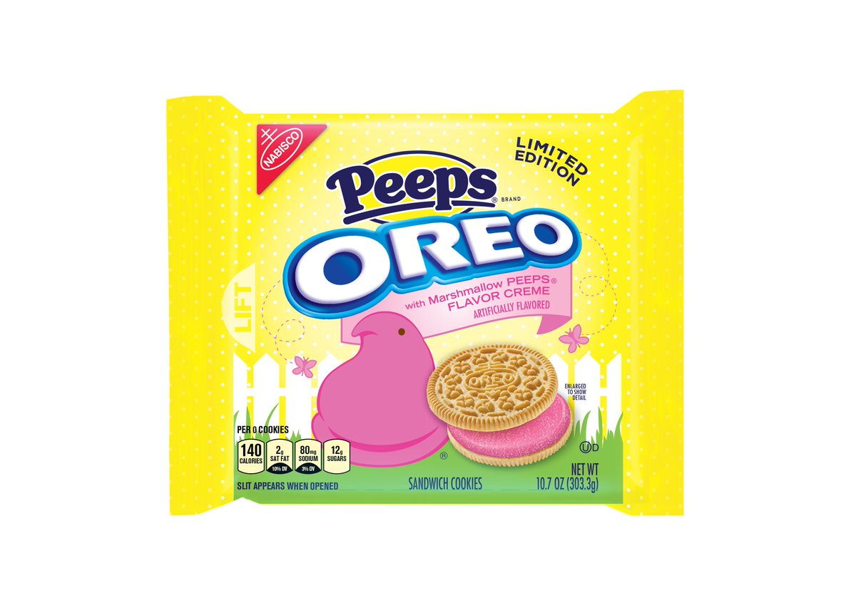 foodandwine's tweet photo. Peeps Oreos are here to give your life new meaning (or something). https://t.co/L4yDnPBL8T https://t.co/24vMxNGTB2