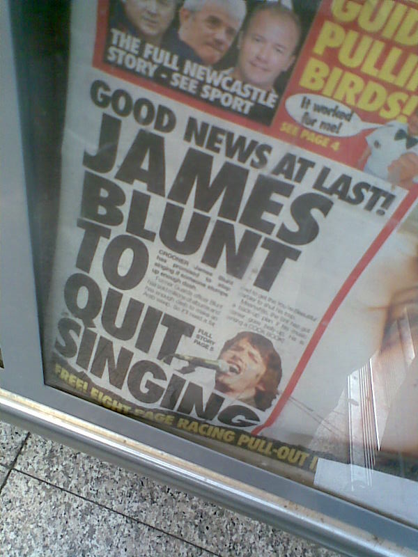 charleshatcher's tweet photo. @JamesBlunt mid-naughties headline - i guess it turned out not to be good news after all... https://t.co/2he8CXerjS